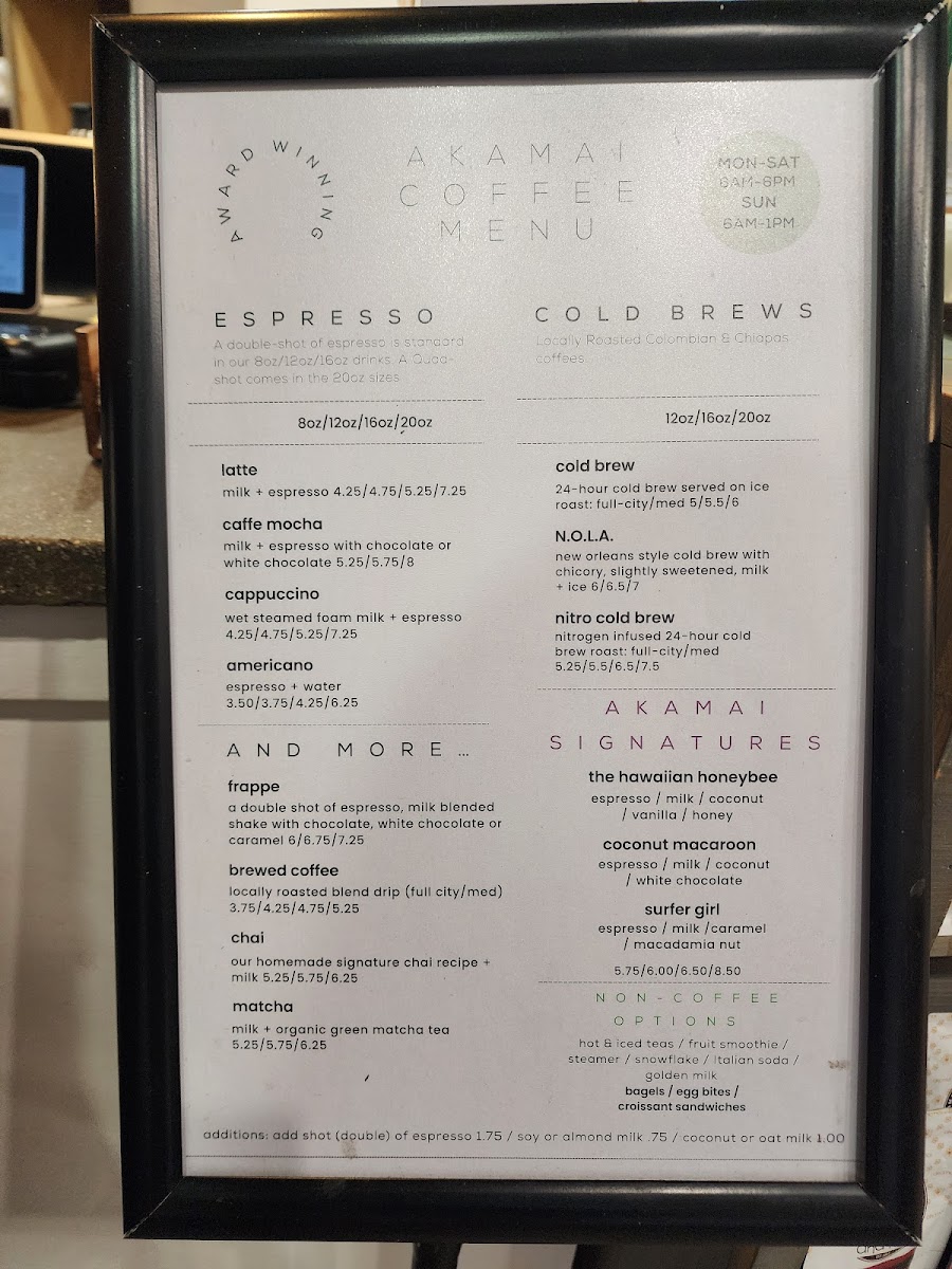 Akamai Coffee Co. Menu - Image 2